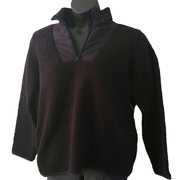 St. John's Bay Women's Black Sherpa Quarter-Zip Pullover - Size Large (NWOT) - Picture 4 of 9